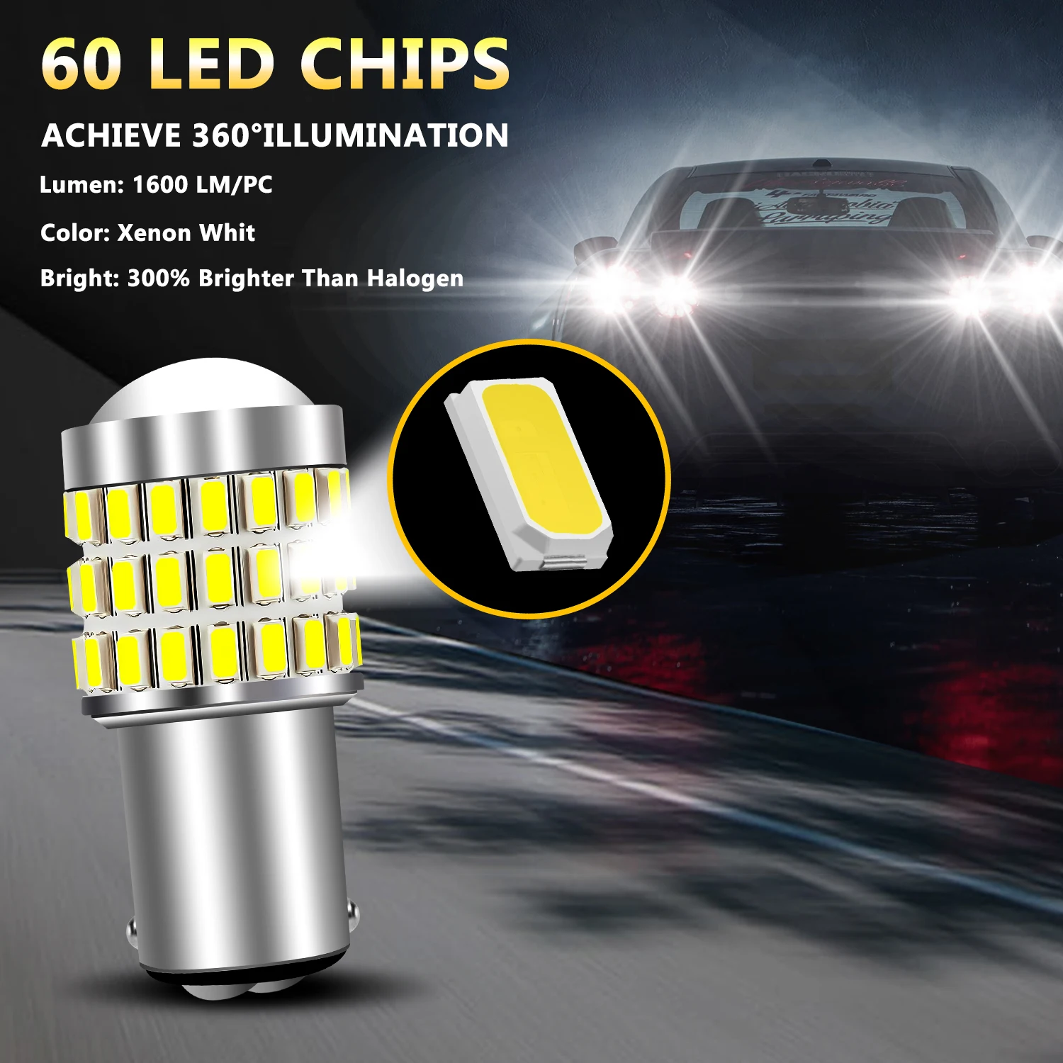 1157 LED Bulb 2PCS 57LED  2057 2357 BAY15D 7528 Reverse Back Up Light Day Running Light Tail Light with Projector Replacement