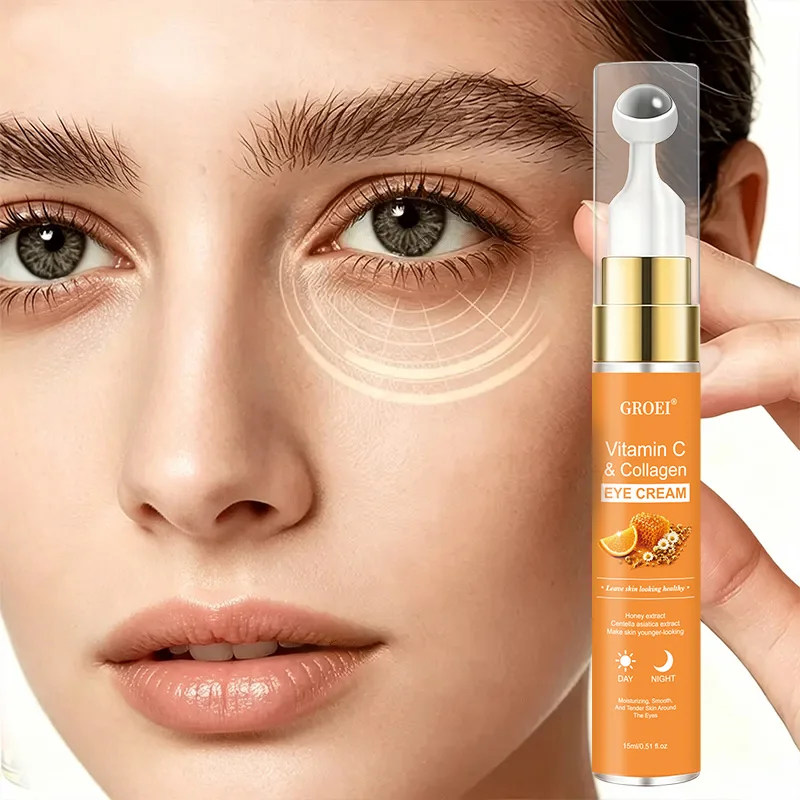 15ml GROEI Vitamin C Collagen Eye Cream with Honey Centella Asiatica, Hydrating Brightening Under Eye Serum for Smooth Skin
