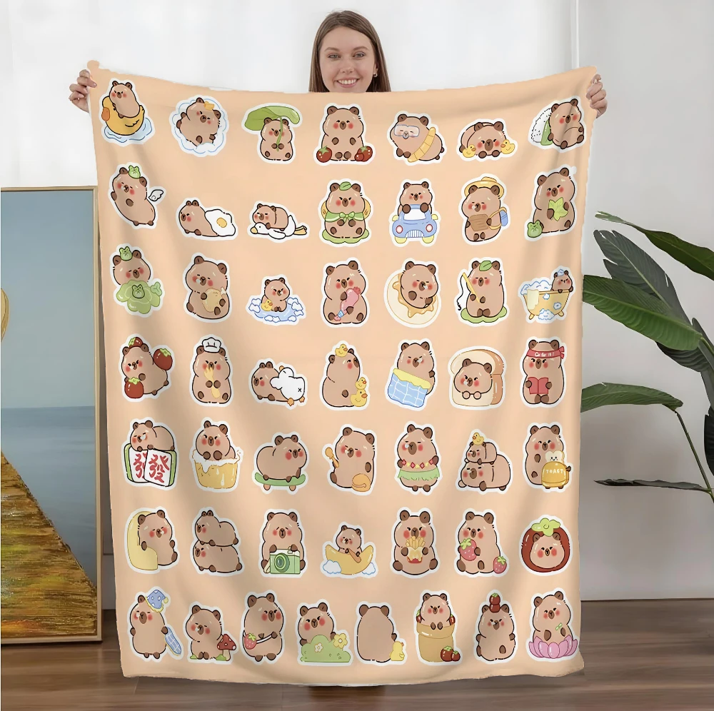 Full Page Cute Capybara Mood Chart Throw Blanket for All Indoor Space Bedroom Sofa Office Birthday Comfort Theme Party Gift