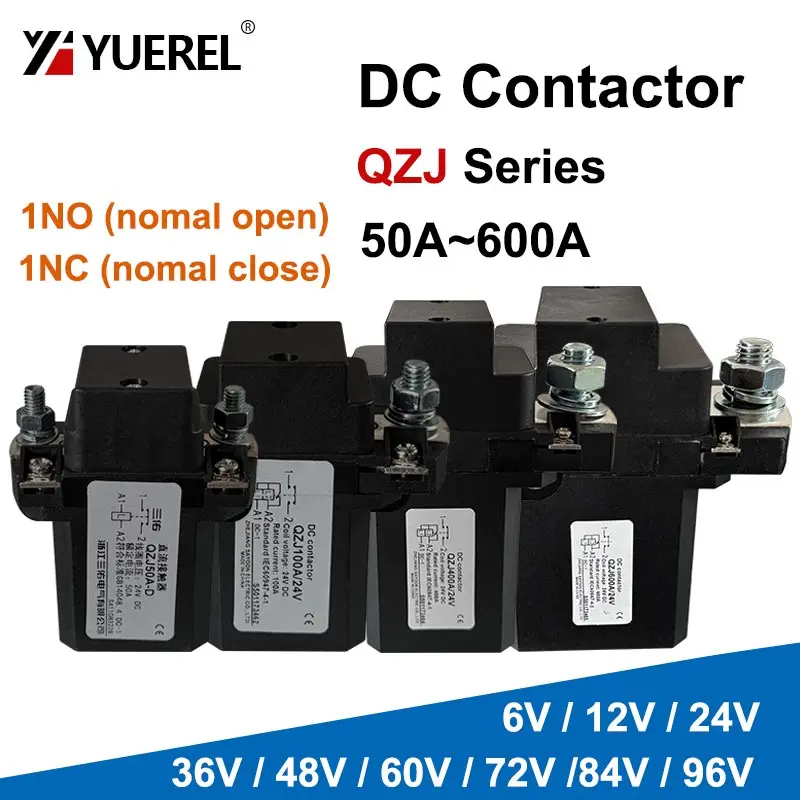 QZJ 50A 100A 200A 400A 600A DC Contactor Power Relay 6V 12V 24V 36V 48V 72V 84V 96V for Car Batteries Electric Forklift Trucks