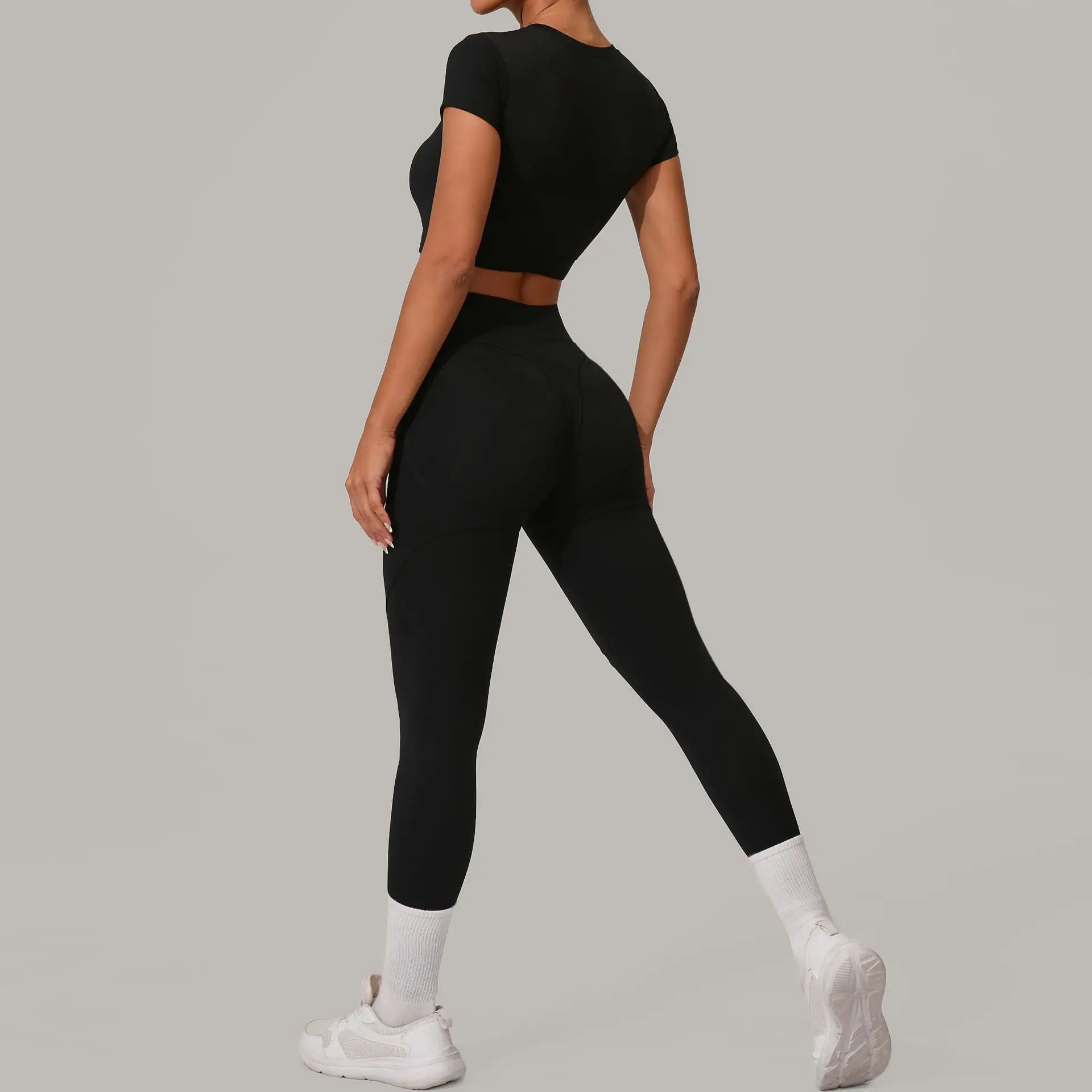 2 Pieces Sportswear Women Yoga Set Gym Clothes Sportswear Yoga Suits Fitness Set Tracksuits Sports Short Sleeves Gym Leggings