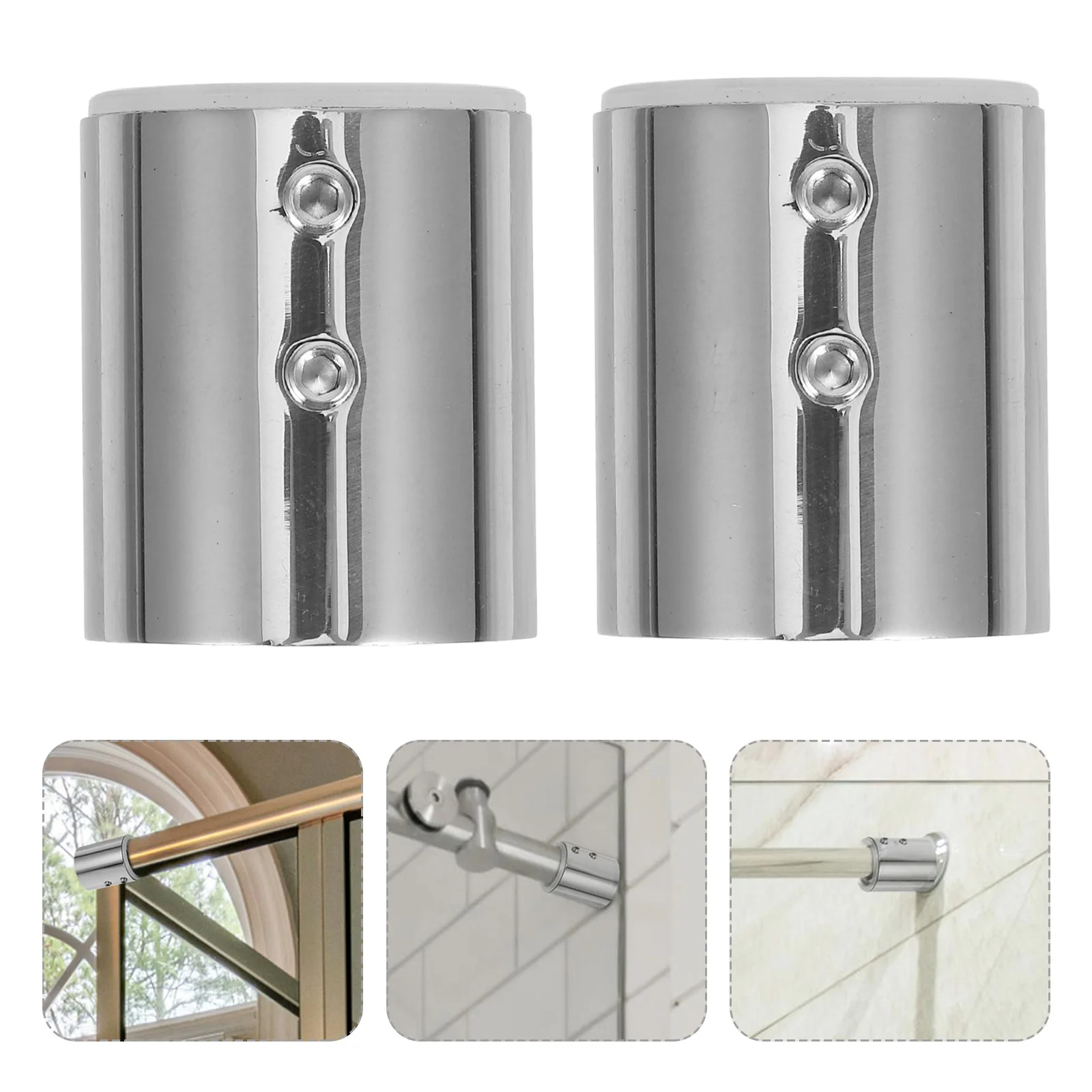 

2Pcs Metal Pipe Connectors Stainless Steel Tube Adapter Bathroom Rod Corner Connector Glass Door Pipe Connector Accessories