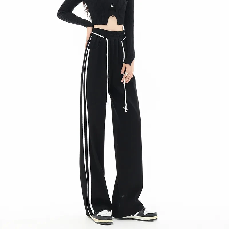 Y2K Student Casual Sweatpants Korean Fashion Striped Women Loose Wide Leg Pants Harajuku All Match Female Streetwear Trousers