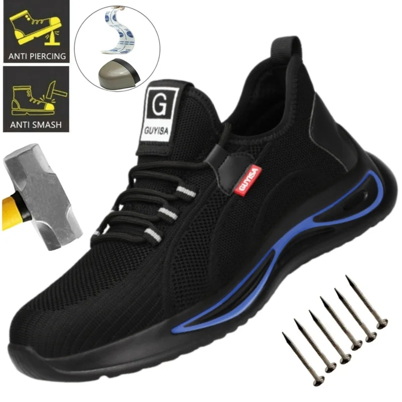 

Safety Shoes Work Shoes Steel Toe Men Puncture-protective Work Boots Anti-smash Protect Indestructible Safety Sneakers