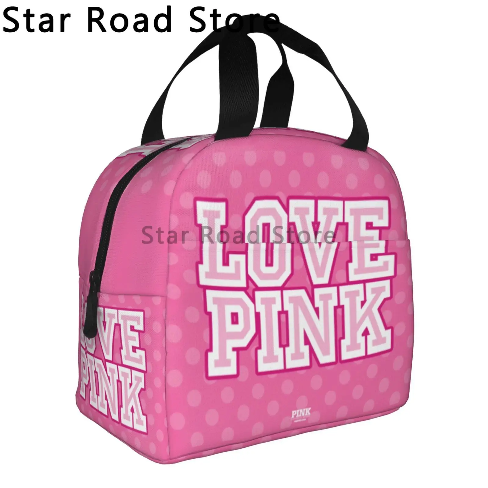 Love Pink Gradient Pink Lunch Bags for Women Portable Thermal Insulated Lunch Box Container Cooler Bag Tote Bento Pouch for Work