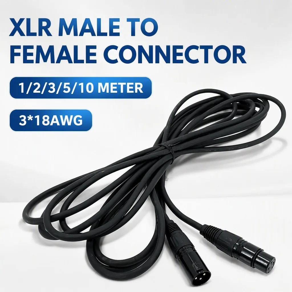 XLR 3-Pin DMX Cable 3*18AWG Male to Female DMX512 Signal Line for Stage Light LED PAR DJ Equipment Audio Mixer Amplifier