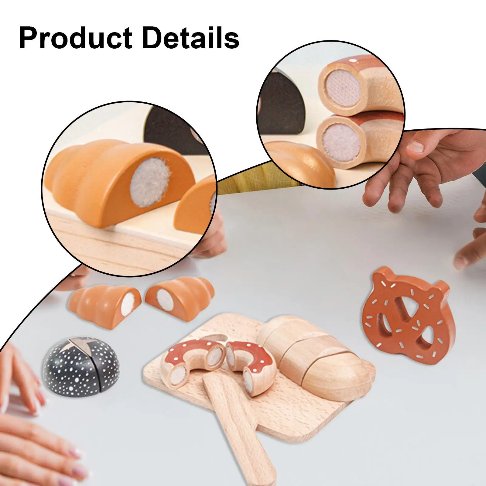 Wooden Cutting Play Foods Toy Developmental Preschool Sharing Kitchen Pretend Toy for Kids Birthday Gifts