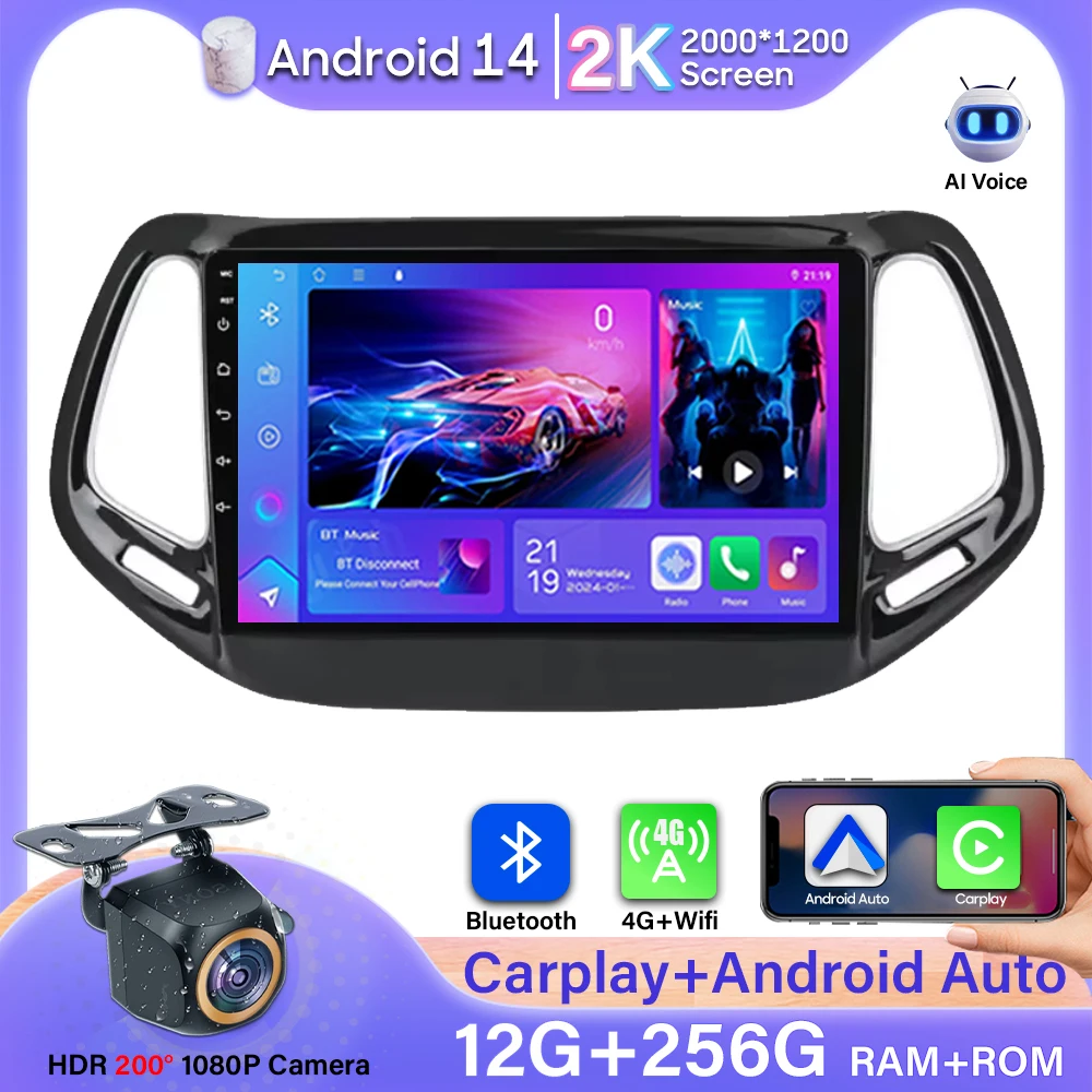 

Android 14 For Jeep Compass 2 MP 2016 2017 2018 2019 Multimedia Navigation GPS Auto Radio Player Car Stereo Carplay Radio Screen