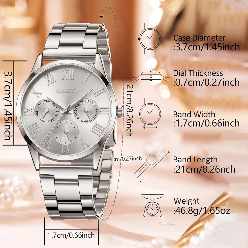 4Pcs/Set Unisex Jewelry Watches Women's Wristwatch Accessories Silver Trendy Fashion Business Elegant Classic Exquisite Light Luxury Bracelet Watch Set Y2K Suitable for Travel, Parties, Daily Outfits, Perfect Birthday and Holiday Gift view 6