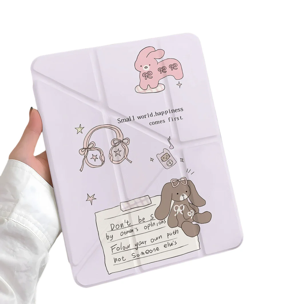 Cartoon Rabbit PenSlot Tablet Case For Mini7 6 iPad Pro2024 2022 2021 2020 2019 2018 2017 11 10 9 8 7 6 5 Air7 6 5 4 3 2 1 Cover