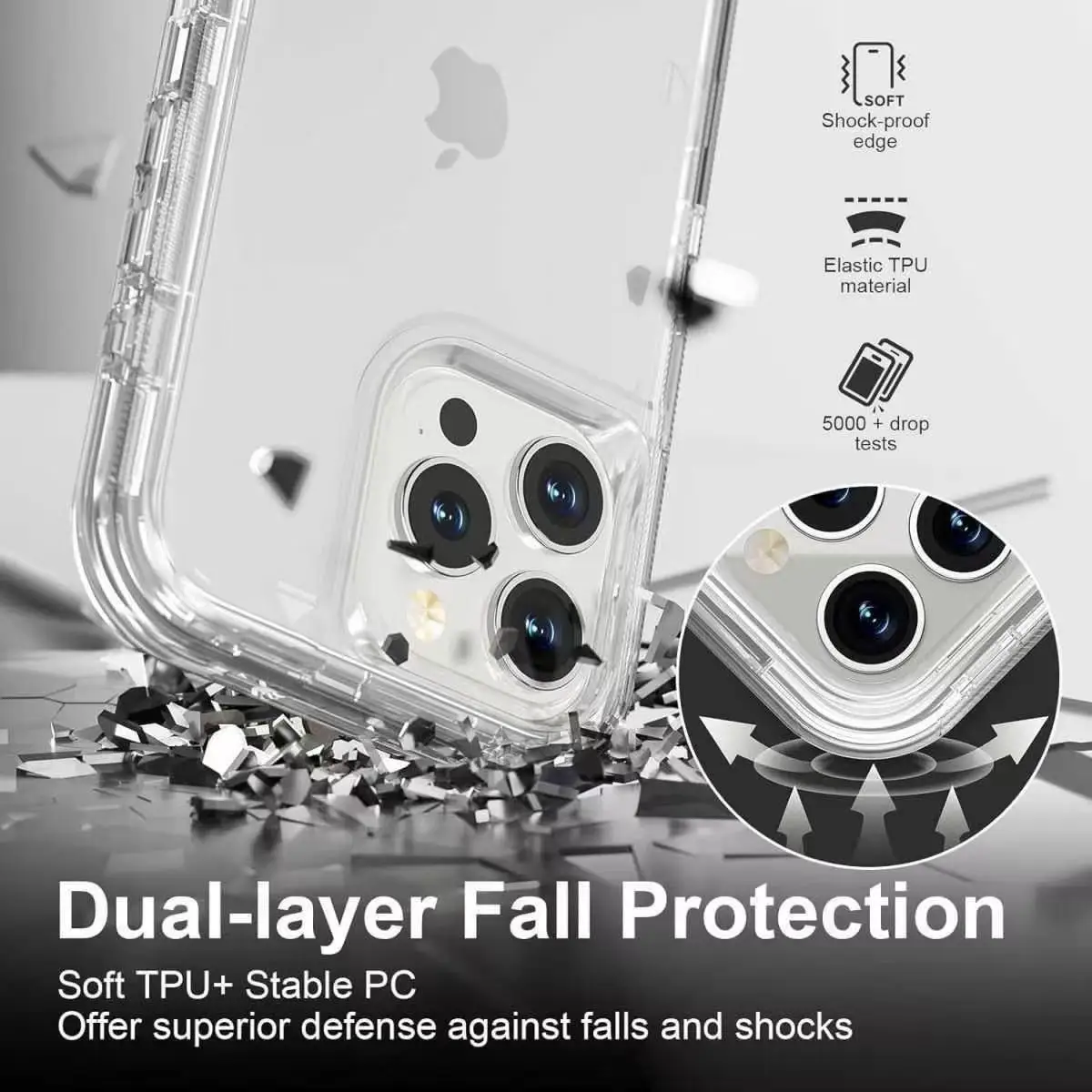 حافظة هاتف شفافة 3 في 1 لهاتف ابل ايفون 17 برو ماكس / 17 برو، لهاتف آيفون 16 برو ماكس مقاومة للسقوط ومقاومة للخدش سميكة جدًا