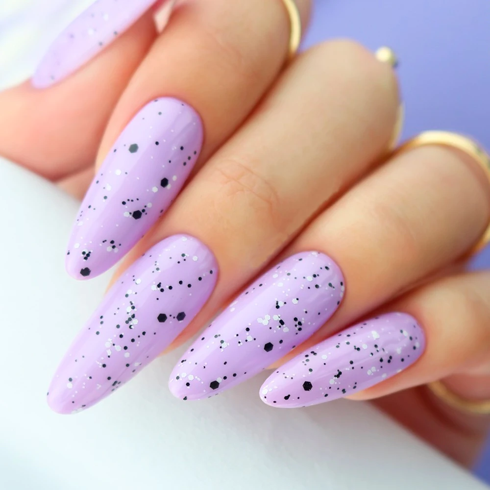 KODIES GEL Confetti Glitter Top Coat UV Gel Nail Polish 15ML Semi Permanent Black White Sequins Nail Art Decorations Gel Finish