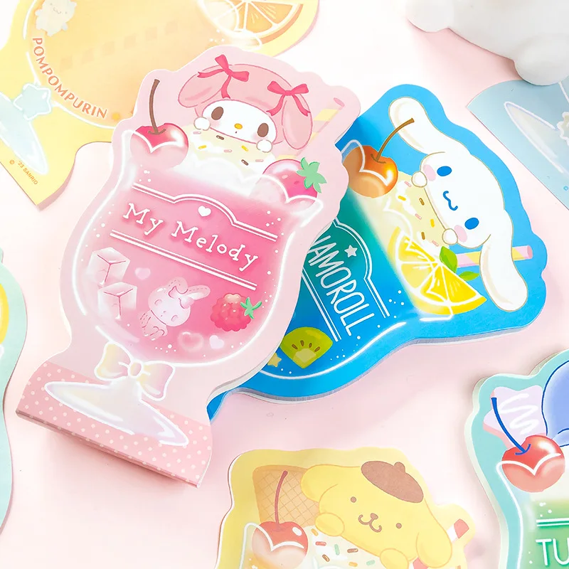 6pcs/lot Sanrio Melody Kuromi Memo Pad Cute Hangyodon Sticky Notes Stationery Label Notepad Planner Sticker Post School Supplies