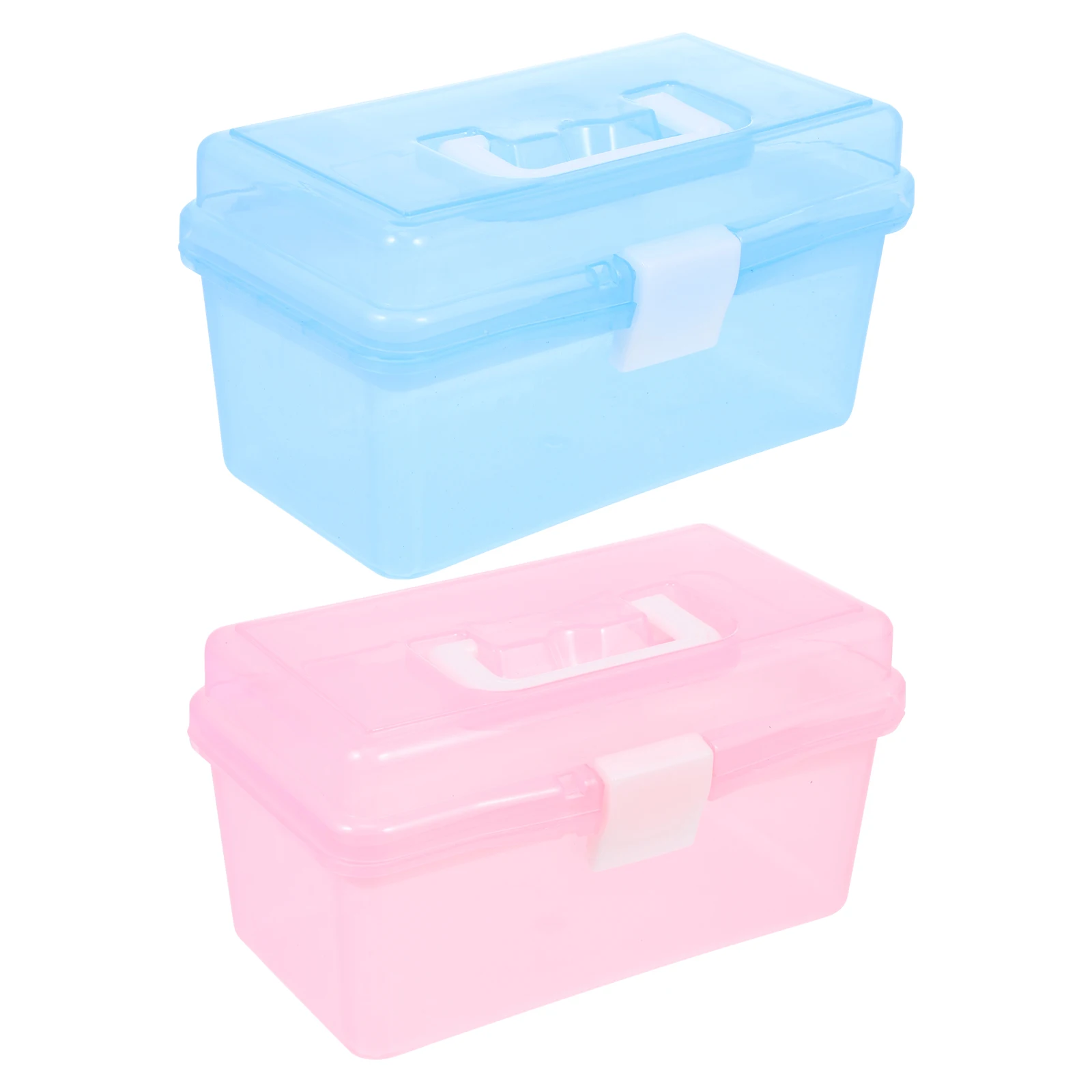 

2 шт., ящик для хранения из АБС-пластика, аптечка, портативный контейнер, большая емкость, дизайн ручки, прозрачный многоцелевой ящик для инструментов, бытовой