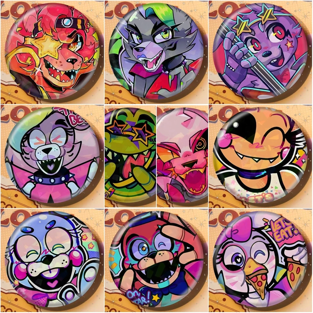 58mm Game Horror F-Fnaf SquareS Cosplay COSTUME Badge Pin SPTE Tinplate Brooch Porp Gilf﻿