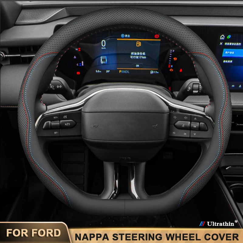 

For Ford Focus Mondeo Raptor Puma Fiesta Edge Explorer Ecosport Ranger F150 Escape Kuga Mustang Leather Car Steering Wheel Cover