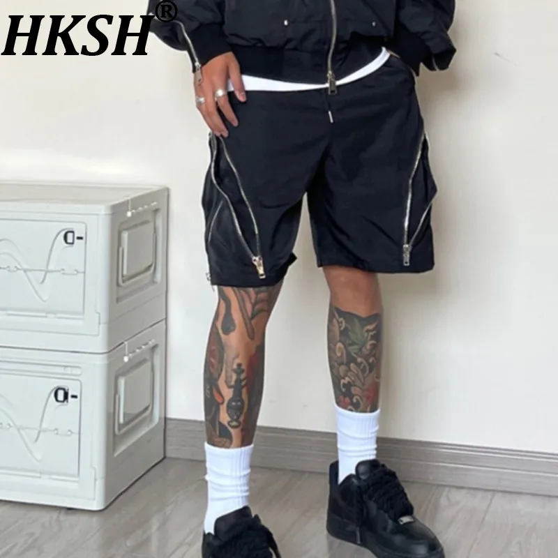HKSH 2026 Spring Summer New Men Tide Vibe Safari Style Cargo Pants Dark Chic Ins Shorts Zipper Capris Functional Casual HK20810