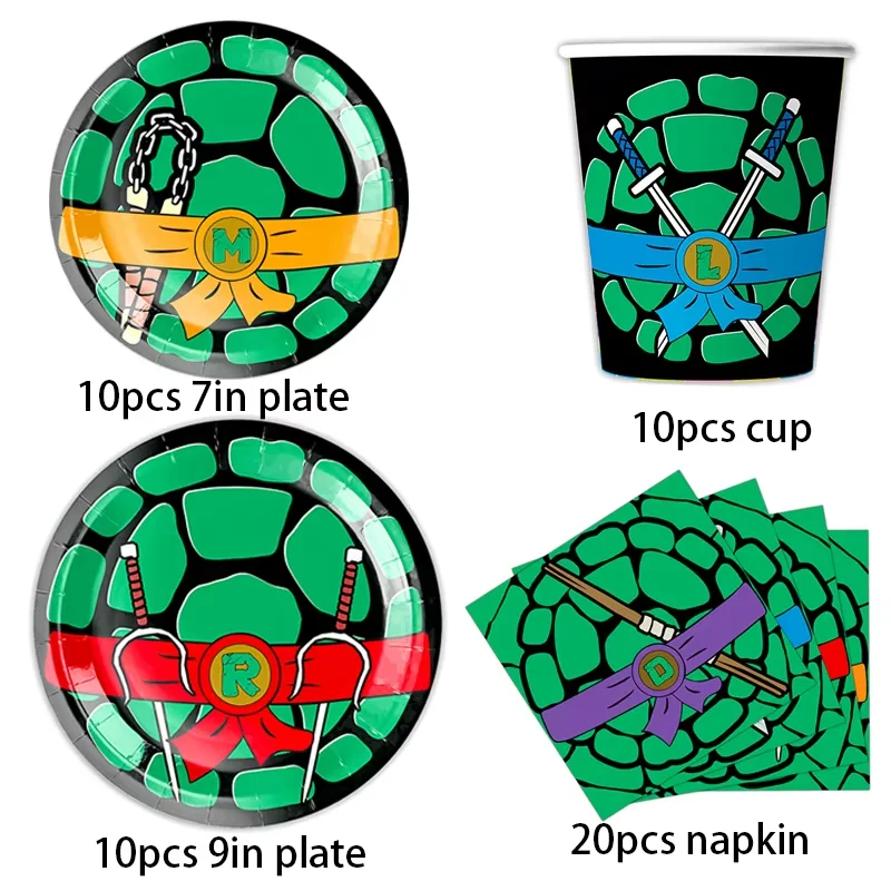 Super-Ninja-Turtles Cartoon-Themen-Party-Dekorationen Geschirr Teller Becher Tischdecke Ballons Baby-Shower-Party-Zubehör-Set – Detail 6