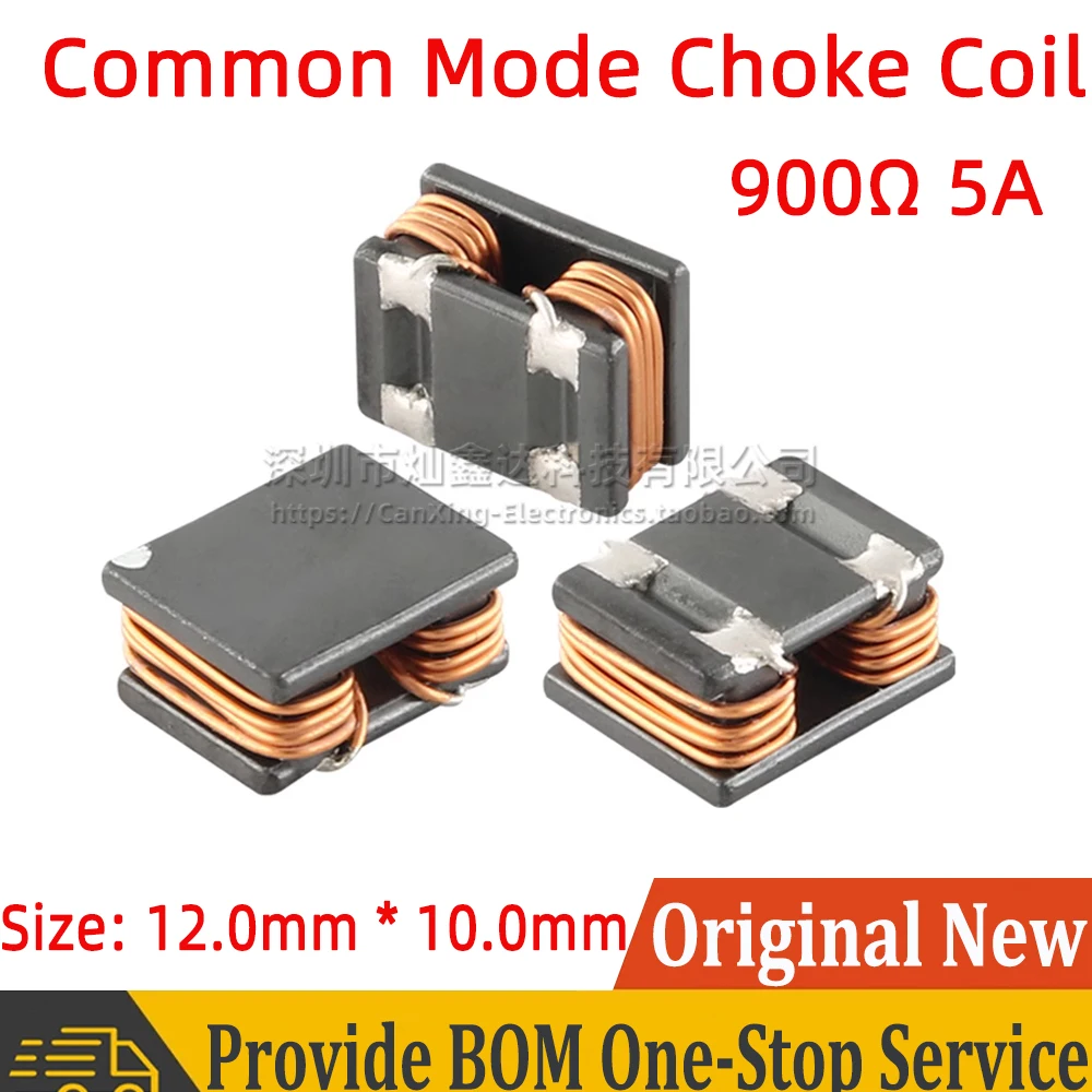 

2pcs SMT Common Mode Choke Coil Inductor Impedance 900Ω 900 Ohms 5A High Current Signal Line Filter Magnetic Ring CM121006-901