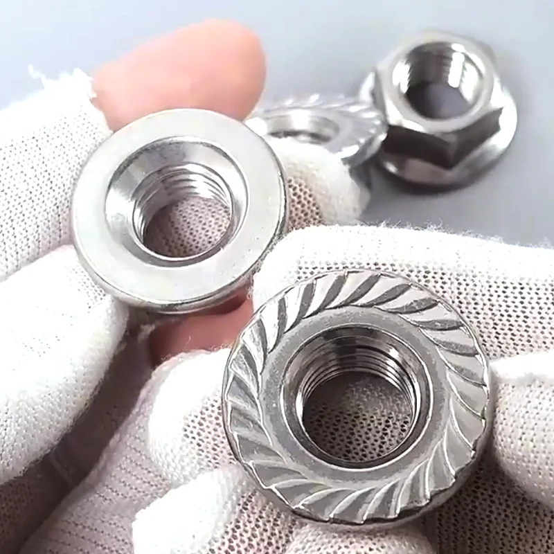 M2.5 M3 M4 M5 M6 M8 M10 M12 M14 M16 M20 DIN6923 Hex Flange Nut 304 316 Stainless Steel Serrated Plain Anti Loosening Lock Nut