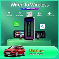 2025 New Portable Mini Wireless Carplay Converter Wired Carplay to Wireless Carplay Android Auto 2-in-1 Adapter For Skoda Kamiq