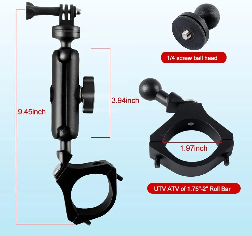 UTV ATV Camera Mount Holder Compatible with GoPro, 1.75\