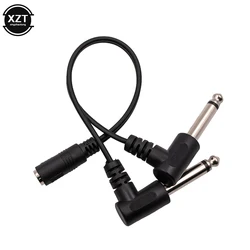 3.5mm Mini 1/8 inch TRS Stereo Female Jack to Dual 1/4 6.35mm Male Plug Mono TS Right Angle Audio Adapter Y Splitter Cable