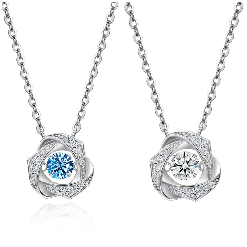 

2025Dancing Heart Dynamic Necklace for Women Exquisite Zircon Inlaid Mobius Pendant Unique Clavicle Chain Valentine Jewelry Gift
