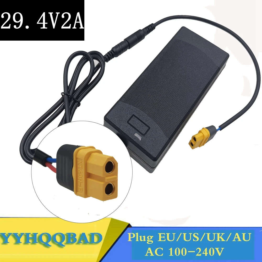 29.4V 2A charger for 24V 25.2V 25.9V 29.4V 7S lithium battery pack 29.4V  charger with XT60 Connector