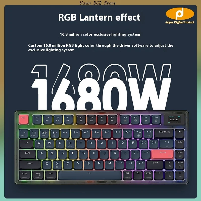 Ajazz Ak832pro Wired Mechanical Keyboard 500mah Wireless 2.4g Bluetooth Rgb Colorful Lighting Keyboard For Laptop Gamer Desktop