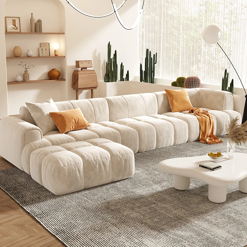 Italian minimalist cream wind technology fabric sofa living room direct exhaust fabric sofa combination furniture