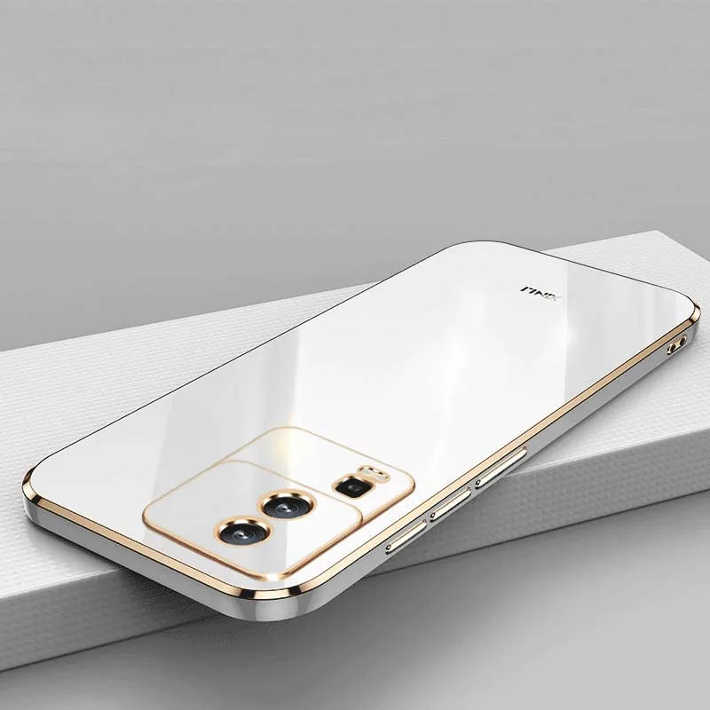 Gold Platz Seite Rahmen Überzug Telefon Fall Für VIVO iQOO Neo7 6.78 "Ultra Dünne Volle Abdeckung Glossy Weiche Zurück kamera Schutz Shell