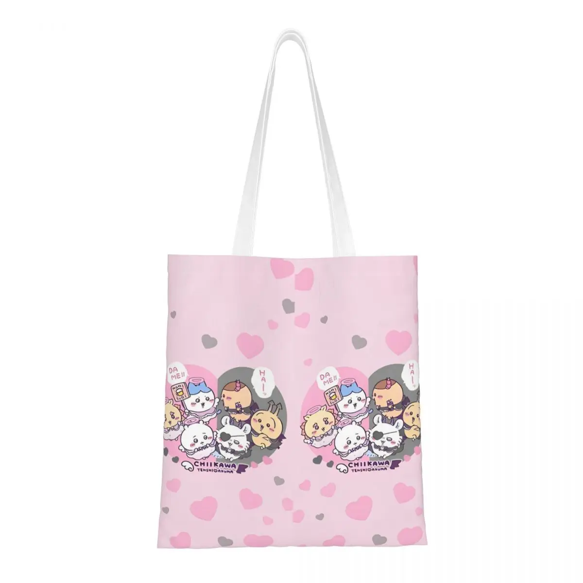 Cute Chiikawa Kawaii Cartoon Canvas Tote Handbag Hachiware Usagi Shoulder Bags Reusable Shopping Bags for Unisex