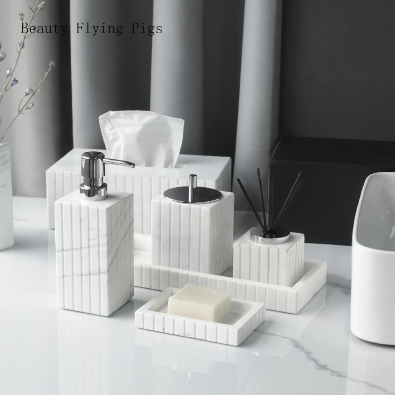 Natural marble bathroom set sample room wash basin, wash and display decorations luxury bathroom set