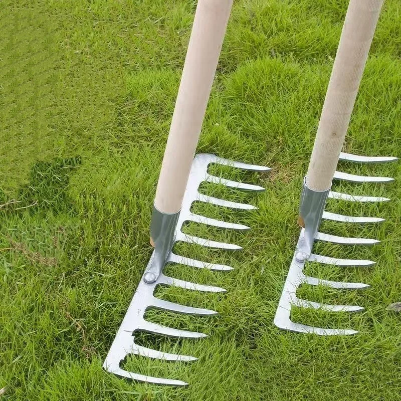 Landwirtschaftliches Werkzeug 5/7/11-Zinken-Rechen zum Kellen, Bodenlockerung, Bodenplanierung und Unkrautjäten im Garten, Mehrzweck-Eisenrechen – Detail 10