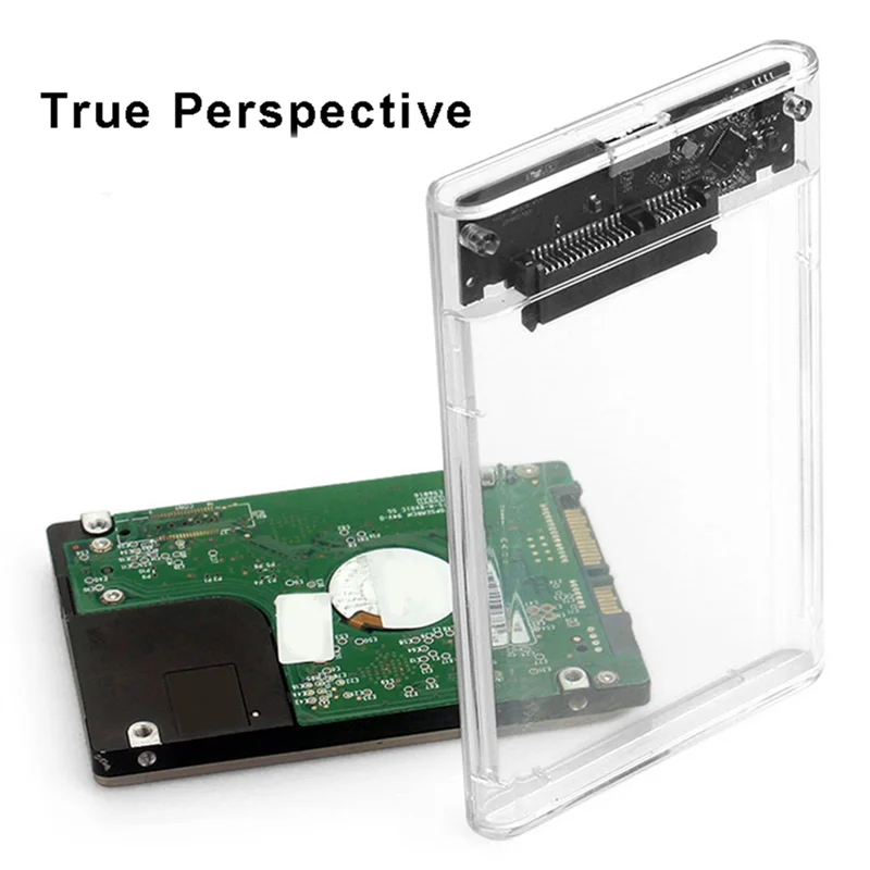 

ABJU Transparent Gray HDD Case for Hard Box 2.5 Inch HDD Enclosure SATA to USB 3.0 Type-C 3.1 External Hard Drive Case