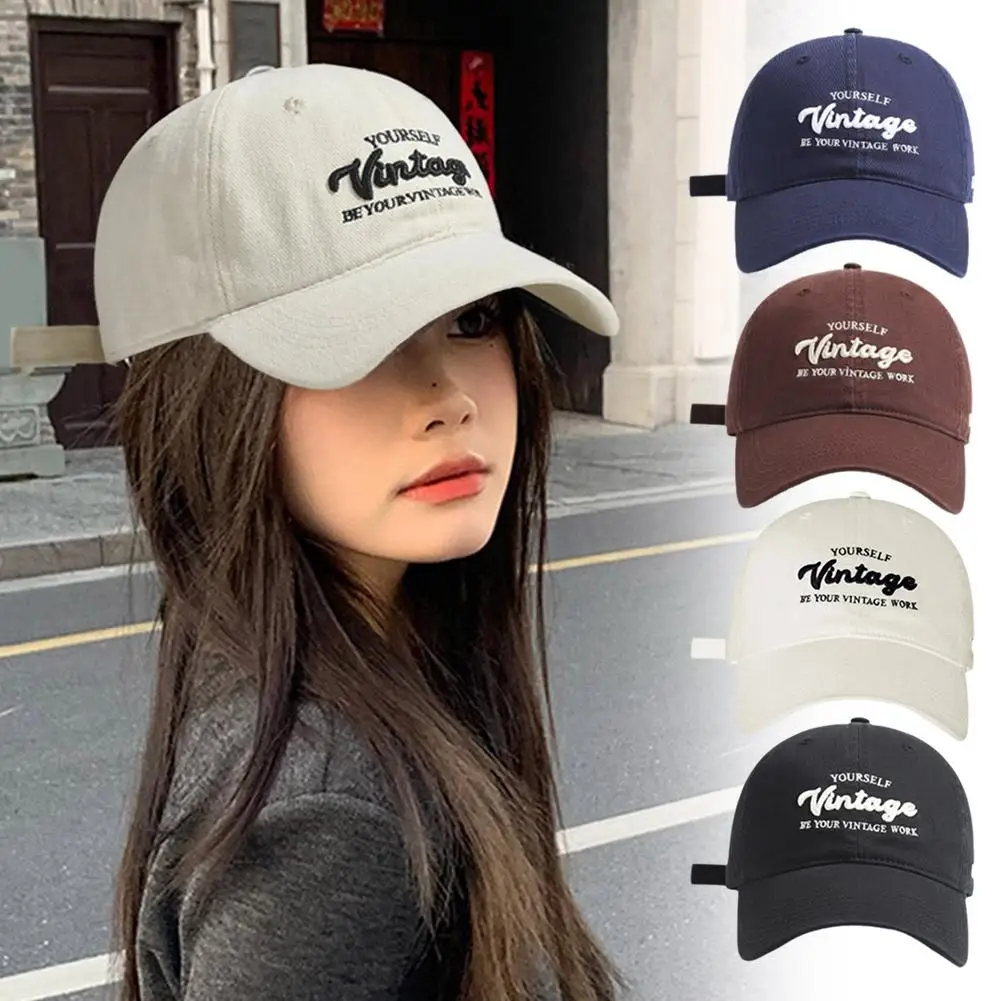 Unisex Washed Baseball Cap With Fashion Embroidery Sun Hat For Outdoor Sports And Golf Face Lifting Comfortable Breathable U4J8