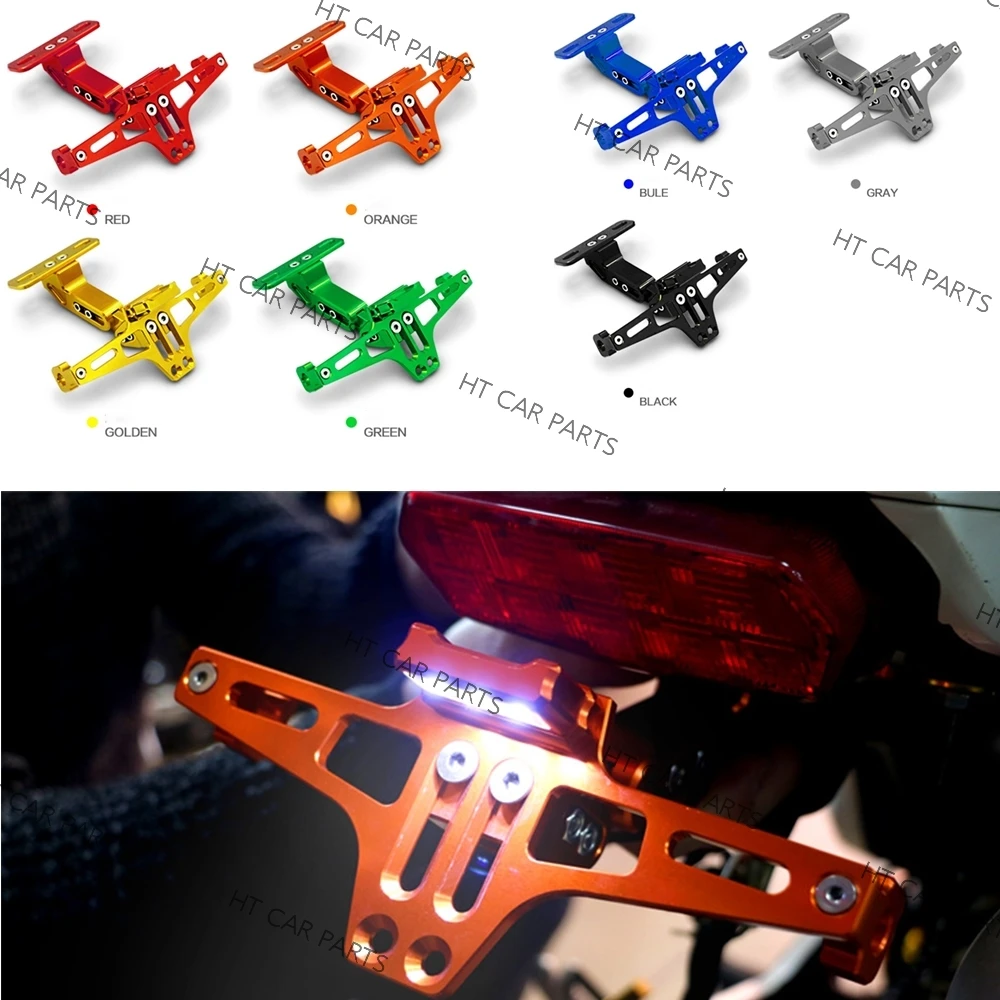 

Motorcycle Universal Adjustable Rear Tail Tidy License Plate Holder Bracket LED Light For Kawasaki Z750 Z800 Z900 Z1000 NINJA400