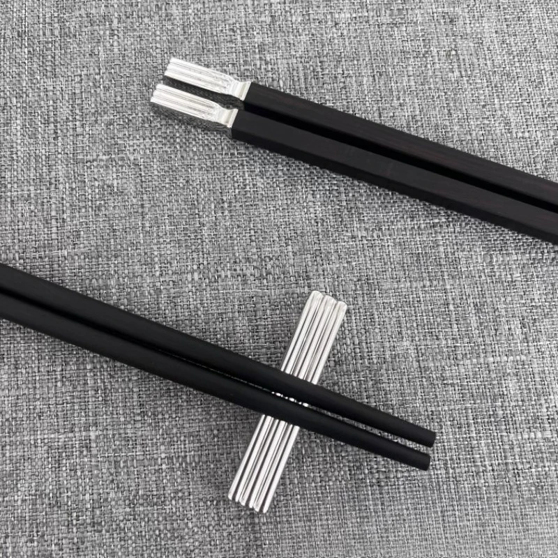 Nordic stainless steel ebony chopsticks one pair of household tableware housewarming gifts black mildew-proof light luxury