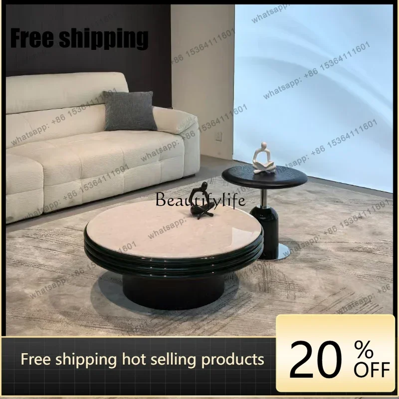 Factory Direct  Natural Luxury Stone Marble Tea Table Round Size Combination Minimalist High-end Feel