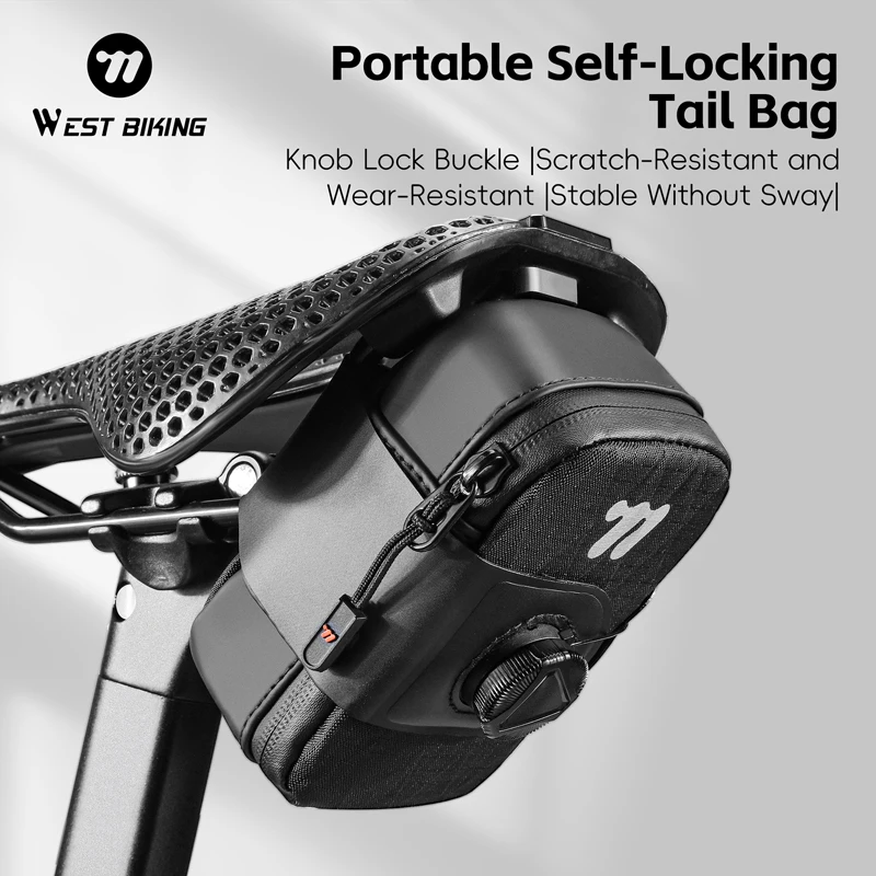 WEST BIKING Mini Torba na Siodło Rowerowe z Samozaciskowym Mocowaniem, Przenośna Torba na Tył Roweru, Torba na Narzędzia, Akcesoria do Rowerów MTB i Szosowych
