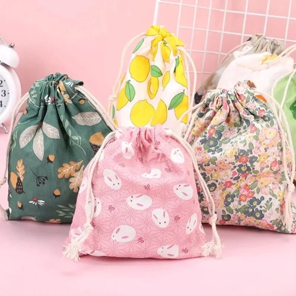 Women Drawstring Maekup Case Storage Bags Coin Lipstick Headphone Pouch with String Jewelry Pocket Organizer Cosmetic Bags Purse
