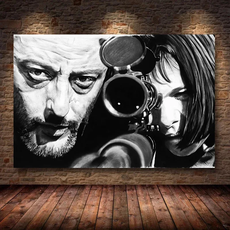 Classic Movie Poster Professional Matilda Leon Wall Art Black and White Painting Picture for Living Room Printed Canvas Painting