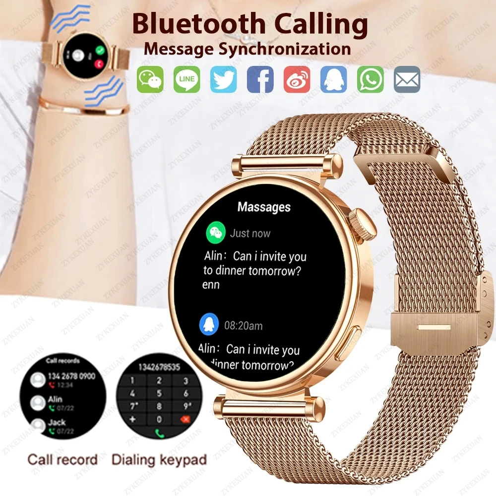 New AMOLED Smart Watch Women Always On Display Clock Bluetooth Call Voice Control Waterproof Smartwatch Woman For HUAWEI Xiaomi