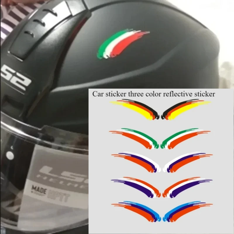 

NEW Motorcycle helmet sticker German Italian Russian and French flag sticker race sticker tricolor reflective car accessories
