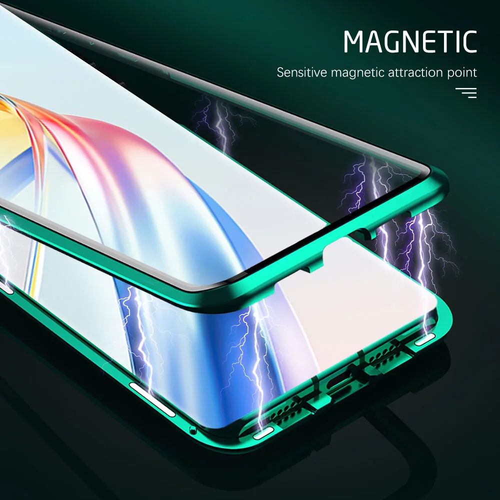 Magic6Lite Case 360° Magnetic Flip Double-side Protetcive Glass Cover Coque For Honor Magic6 Lite X9b Magic 6 Light HonorX9b 5G