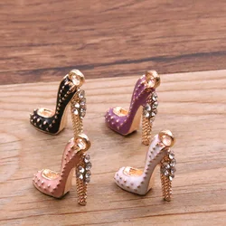 4Pcs 14*18mm Four Color Alloy Metal Drop Oil High Heels Charms Pendant For DIY Bracelet Necklace Jewelry Making