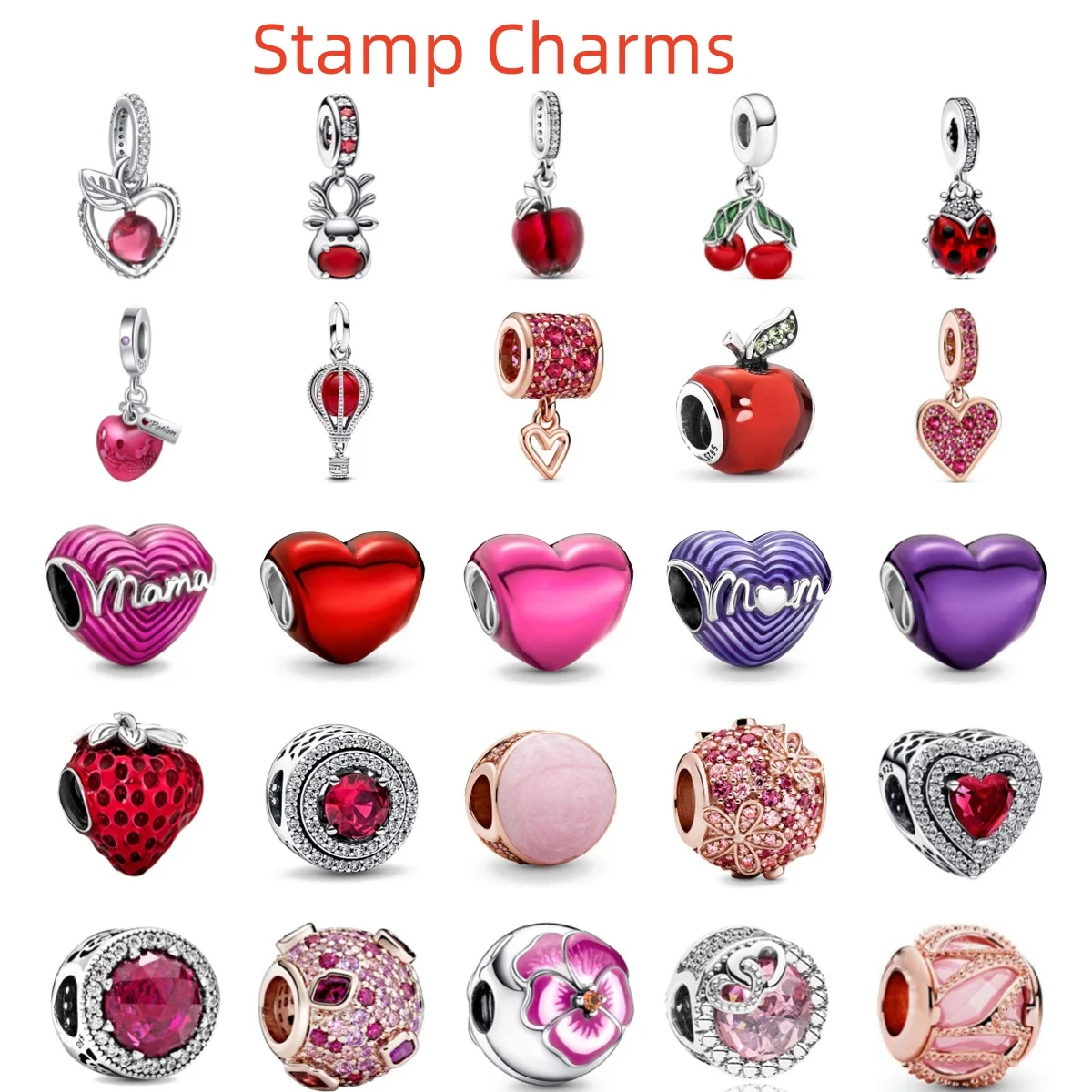 

Новинка 2025 года, стерлинговое серебро 925 пробы, красочные аксессуары, ювелирные изделия, женские металлические красные сердца, подвеска-подвеска, подходит для брендового браслета