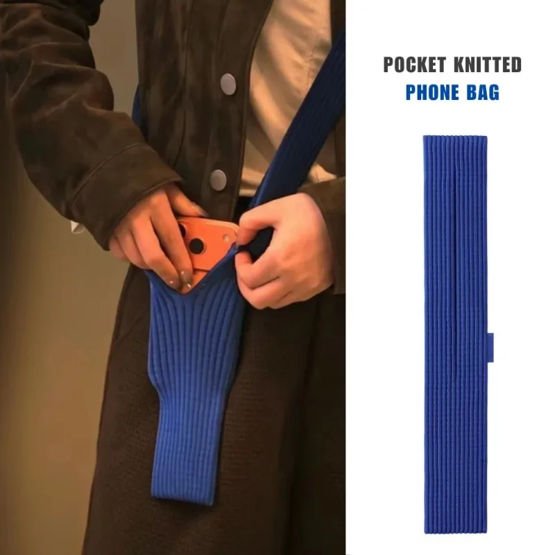 Knitted Mobile Phone Mini Bag for iPhone - 2026 New Woven Pocket Bag with 40-80cm Adjustable Strap,Fashion Crossbody Accessories