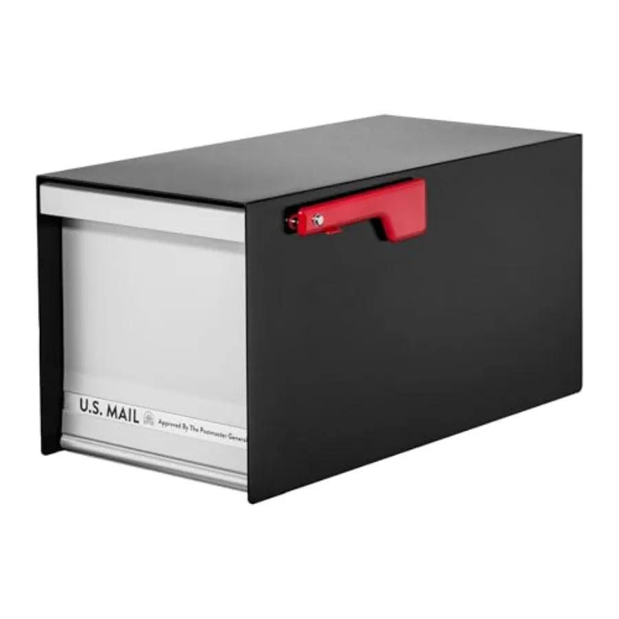 

MailMax™ Heavy Duty, Modern Steel Metal Post Mounted Mail Box for Outside, Black, Large Curbside Mailbox for Packages with Magn